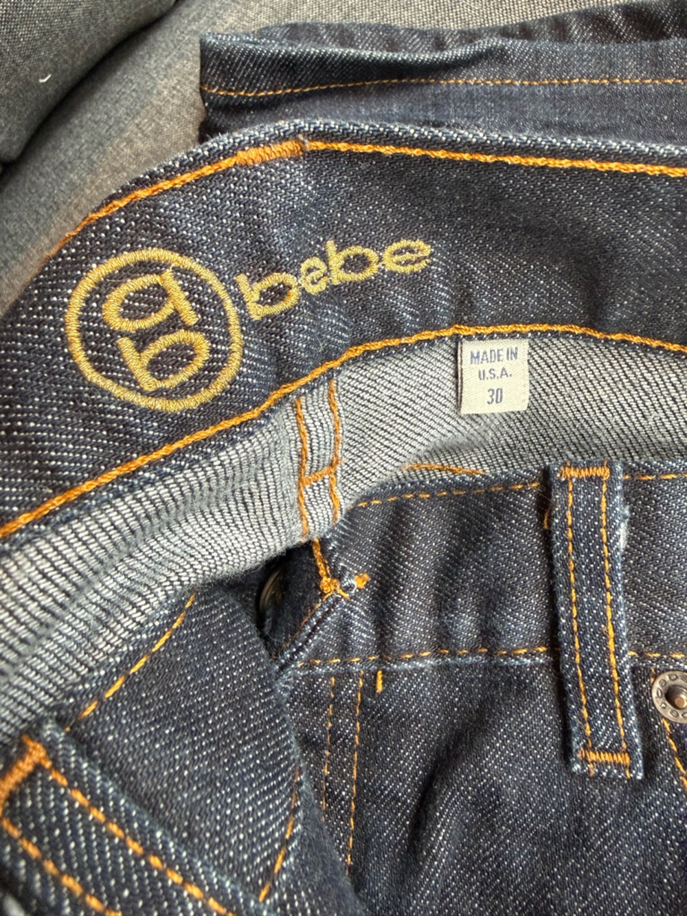 Vintage Y2K BEBE Jeans | Dark Wash  | Rhinestone Logo | Size 30 - Picture 5 of 5